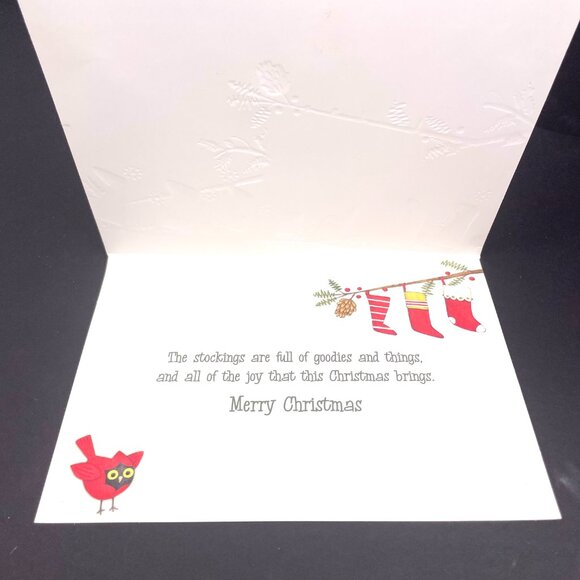 Set of 8 Vintage Paper Magic Group Owls & Stockings Pop-Up 3D Christmas Cards - Picture 7 of 9